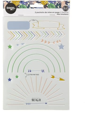 DRAEGER Paris 1886 Toga by Schablonen Bullet Journal DIY – 2 Schablonen Kunststoff weiß – Motiv Tracker, Wetter, Layout – Maße 15 x 20 cm – personalisierter Kalender und effektive Organisation
