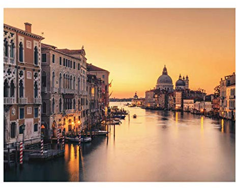 Bilderwelten Glas-Bild Echtglas Wandbild einteilig Deko Bad - Goldenes Venedig 60 x 80 cm