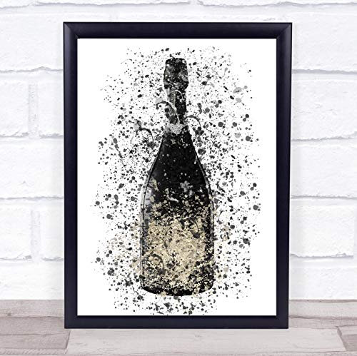 Vintage Dark Champagne Bottle Wall Art Print