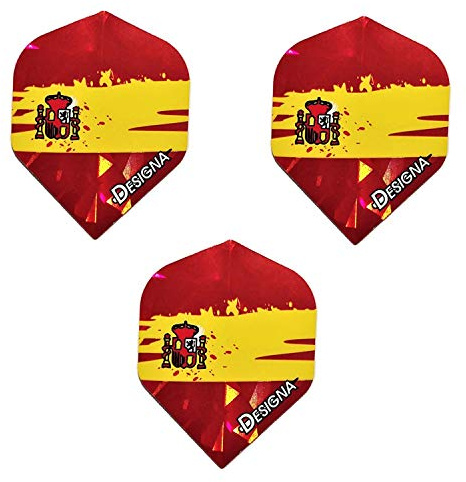 DESIGNA Spain Flag Holographic Patriot Dart Flights, Coat of Arms Pillars of Hercules, 75 Micron (1 Set)