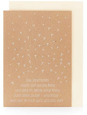 Die Stadtgärtner – Grußkarte „Schirmchen auf der Reise“ I Neutrale Gruß- & Glückwunschkarte für alle Anlässe mit Wunscherfüller I Glücksbringer-Karte zu Geburtstag, Hochzeit, Muttertag, Genesung etc.