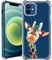 MAYCARI Cute Painting Giraffe Case Clear for iPhone 12/12 pro 6.1 Inch, Art Animals Pattern Transparent Shockproof Anti-Scratch Soft TPU Cover with Air Cushion for Boys Men Women