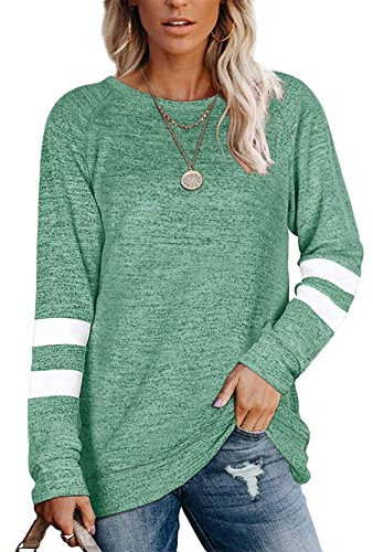 Famulily Longline Sweatshirt Ladies Long Sleeve T Shirt Cotton Green XL