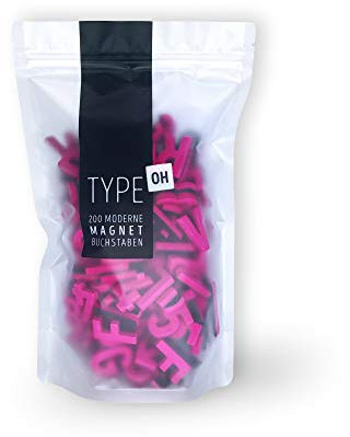 Set mit 200 Magnetbuchstaben, Zahlen & Sonderzeichen, Kühlschrankmagnete, Magnet-ABC, magnetische Buchstaben (Party Pink)