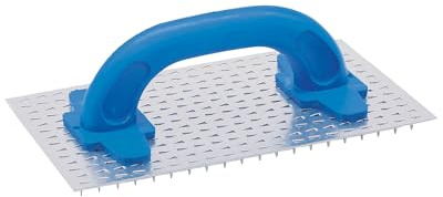 REFINA 8mm Twisted Tooth Scratch Float Hand Tool - 10”x6” (249 x 145mm) Stainless Steel Scraper w/Plastic Oval Grip Handle - Plastering & Rendering Tool to Achieve Perfect Decorative Finish