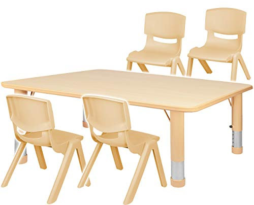 alles-meine.de GmbH Sitzgruppe für Kinder - Tisch + 4 Kinderstühle - Größen & Farbwahl - Holz Farben - höhenverstellbar - 1 bis 8 Jahre - Plastik - für INNEN & AUßEN - Kindertisc..