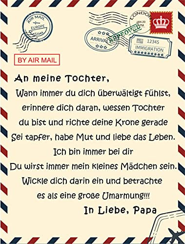 UOOYAA Personalisierte Deutsche Nachricht Decke An Meine Tochter Von Papa Decke, Kuscheldecke Flauschige Extra Weich Warm Wohndecke Flanell Fleecedecke Ideal für Geburtstag Weihnachten