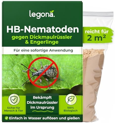 Legona HB-Nematoden gegen Dickmaulrüssler - 2m² / 1 Mio - hochwirksam & biologisch Käfer und Engerlinge des Junikäfer und Gartenlaubkäfer bekämpfen