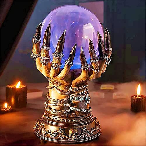 Teochew Halloween Himmlische Kristallkugel - Deluxe Magische Leuchtende Blinkende Glasplasmakugel Elektrostatische Blinkkugel Kreative Klare Spooky Home Decor(1 Stück)