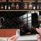 HORIWE Marble Tile Stickers for Kitchen Bathroom Backsplash PVC Waterproof Oil Proof DIY Self Adhesive New Wall Stickers Home Decor 20pc (Black+Gold Marble Pattern 2, 10x10cm(4x4))