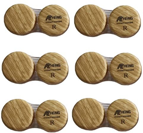 6 Pack Wood Grain Contact Lens Case, Wood color,