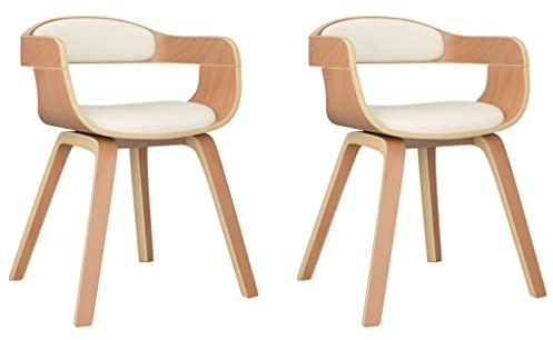 vidaXL Esszimmerstühle 2 STK. Creme Bugholz und Kunstleder