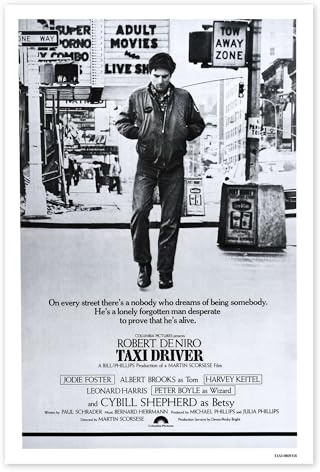 Taxi Driver Poster 40 x 60 cm Schwarz-Weiß Wandbilder Wanddeko