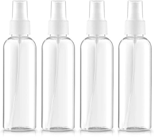 FOUTP 4 Piezas Botes Viaje Transparente Plástico Botella Vacía de Spray, Bote Spray Pulverizador para Vacaciones, Viajes de Negocios, Maquillaje, Limpieza (30ML)
