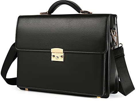 Leder Zoll Aktentasche Laptoptasche Herren Damen Umhängetasche Vintage Businesstasche Arbeitstasche Schwarz Lehrertasche Business Laptop Tasche