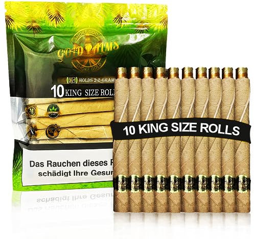 GOLD PALMS 10er King Size Blunt Wraps | 100% Natural | Tabak Ersatz | Pre-Rolled cones | Blunt Paper | Vorgedrehte Papes | Cones Hülsen
