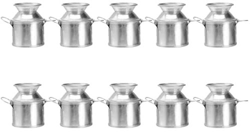 10pcs Vintage Metal Galvanized Vases, Milk Jug Tin Bucket, Mini Flower Bucket, Miniature Flower Pot, Chic Flowers Jug Vase, Outdoor Decor Flowerpot Ornament