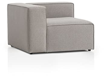 Traumnacht Genua Modular Sofa, Individuell kombinierbare Wohnlandschaft, Sitzelement mit Armteil, links - strapazierfähiges Möbelgewebe, produziert nach deutschem Qualitätsstandard, hellgrau