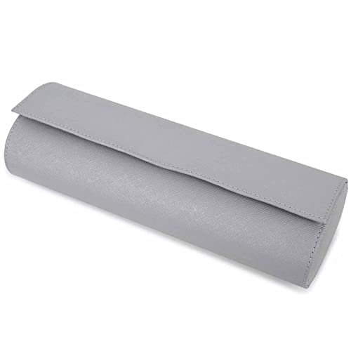 QANXGOG 4 Slots Uhrenbox - Echtleder Uhrenrolle Reisetasche Zylindrische Veranstalter Halter Schmuck Aufbewahrungsbox für Display/Geschenkverpackung/Reiseveranstalter, BH9021,Gray