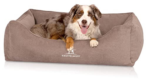 Knuffelwuff orthopädisches Hundebett mit Fächer-Wendekissen Baltimore 120 x 80cm Beige - Abnehmbarer Bezug - waschbar - für große, mittelgroße und kleine Hunde