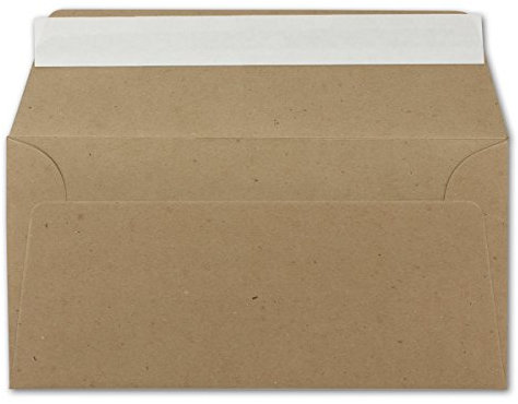 1000 DIN Lang Brief-Umschläge Kraftpapier Braun - 11 x 22 cm - 120 g/m² Haftklebung Standard Brief-Kuverts für Taufe & Einladungen von Ihrem Glüxx-Agent