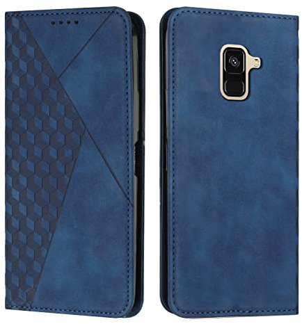 KOUYI Coque pour Samsung Galaxy A6 2018, Premium Flip Housse Étui Protection Rabat Clapet Portefeuille Phone Cover Magnétique [Porte Cartes] Antichoc Béquille Cover (Bleu)