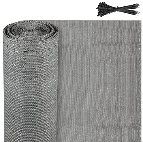 Ansobea 1x20m Sichtschutz, 150 g/m² HDPE Schattennetz, Windschutz Schattiergewebe, Staubschutz Sonnenschutz Schattiernetz, Blickdichter Zaunblende, Sichtschutz Zaun, Gewebe Netz Grau