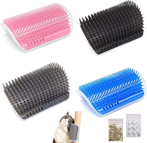LATRAT 4pcs Katze Self Groomer Bürste Wand Ecke Katzenbürste Haustier Bürste Katzen Bürste zur Hunde Katze Massage Haarentfernung Self Groomer Pet Fellpflege Kamm Haarentfernung Massage-Bürste