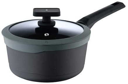 MasterPRO GASTRO REECO | Cacerola Antiadherente 24 cm de Diámetro | Indicador de Temperatura | Aluminio Fundido Reciclado con Mango Soft Touch | Para Todo Tipo de Cocinas