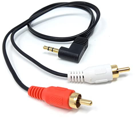 DRUT 50cm short 3.5mm to RCA Jack Right Angled AUX Stereo Audio Cable Gold Plated Connectors 1.6ft