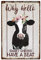 CREATCABIN Why Hello Sweet Cheeks Cartel Chapa Metal Diseño Vaca Vintage Divertidos Animales Póster Metal Arte Pared Jardín Casa Placa para Baño Cocina Cafetería Pared Navidad Decoración 30x20cm