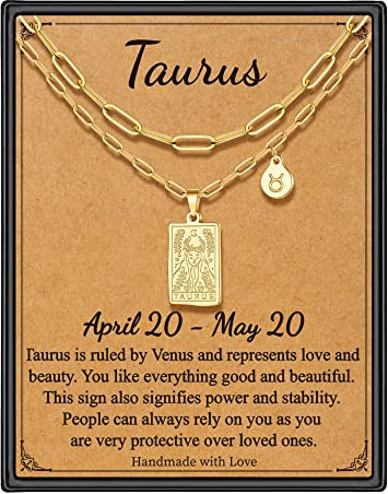STORUP Sternzeichen-Halsketten für Frauen, Retro-Halskette mit 12 Sternbild-Anhänger für Frauen und Mädchen, Tarot-Karte, geschichtete Halskette, Schmuck, Muttertag, Geburtstagsgeschenk für Sie,