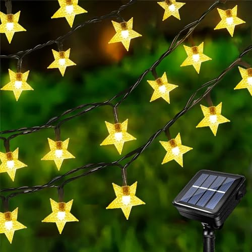 Acxilexy 12M 100LED Catena Luminosa Stella Esterno Solare, Catena Luminosa Stella Solare, 8 Modalità, Impermeabile Catena Luminosa Stella per Giardino Festa Natale Esterno Interno