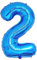 Ponmoo Foil Globo Número 2 Azul 40 (101cm), Inflable Helio o aire, Gigante Numeros 0-9, 10-19, 20-29, 30-100, Grande Globos Decoración para La Boda Aniversario y Cumpleaños Fiestas