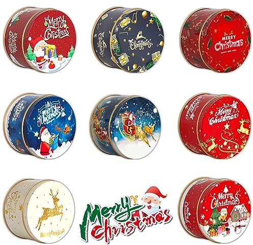 SüßIgkeiten Weißblech Vorratsbehälter 8 Stück Weihnachtsdose Keksdose Metall Weihnachten Weihnachten Keksdose Gutscheindosen Weihnachten Keksdose mit Deckel für Weihnachten SüßIgkeiten Verpackung