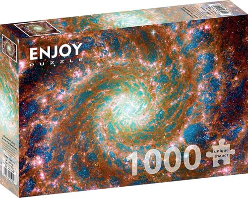 1000 Pieces Jigsaw Puzzle for Adults – Matte Finish, Soft Touch, Sturdy and Unique Pieces, Tight Fit, Vivid Colors, Missing Pieces Service – Space View of Phantom Galaxy with Stars – by ENJOY Puzzle