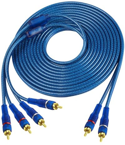MEIRIYFA 4 Canali RCA Car Audio Interconnect Cavo, 2 Canali a 4 Canali RCA Car Audio Y Splitter Adattatore Cavo Twisted Pair OFC Full Schermato con Riduzione del Rumore (5M)