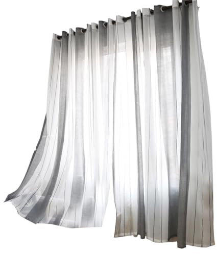IMIKEYA Voile Vorhänge Mit Streifenmuster Halbtransparente Gardinen Für Wohnzimmer Schlafzimmer Kinderzimmer Leinen Baumwoll-Mischung Mit Stangendurchzug Modernes Design