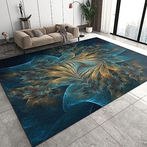 Teppich Kinderteppich Wohnzimmerteppich Schlafzimmerteppich 3D-Gedruckter Superweicher Flanellteppich - Nordisches Helles Luxusblaugold, Wunderschön 180 X 280 cm - Leicht Zu Reinigendes, Wei -6O9W-R2