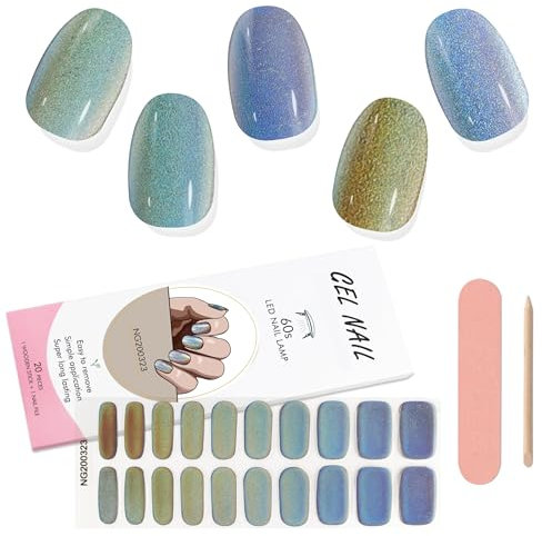 Kalolary Gel Polish Strips, Art Sticker Waterproof Full Wraps Decal Sets With File and Stick for Women Girls Nail Decor (UV/LED Lamp Required) (F)