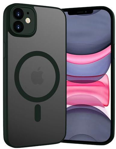 WXX iPhone 11 Case Magnetic Case, Compatible with MagSafe, Translucent Skin-Friendly Touch Feeling Matte Back Protective Shockproof Case Slim Cover for iPhone 11 6.1” - Green