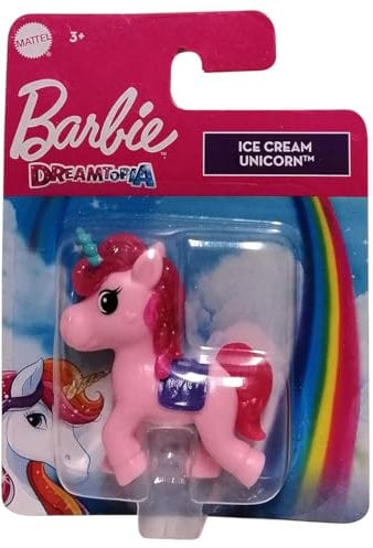 Barbie Mattel HFG32 Dreamtopia Lollipop Unicorn Glitzer Mähne Mini Einhorn Spielfigur rosa pink für Kinder 5 cm