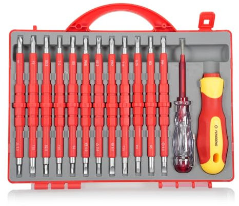 Set di cacciaviti isolati da 500 V, 12 pezzi, con doppia estremità e impugnatura antiscivolo, set di cacciaviti professionali all-in-one di alta qualità con matita di prova