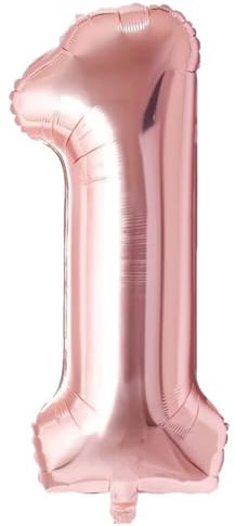 Vthoviwa 32'' Ballon Chiffre Anniversaire 1 Or Rose, Ballon Numero 1 an Deco Birthday, Balloon 1 Numéro Party Deco 86cm