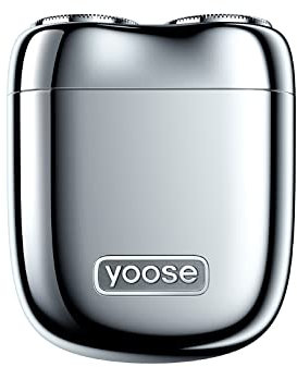 yoose Mini Shaver, Portable Alloy Electric Razor for Men IPX7 Waterproof, Cordless USB-C Rechargeable Electric Razor for Home or Travel with Battery Indicator, Silver