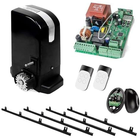Kit completo Motorline Bravo 500 motor corredera profesional para automatizar puertas y cancelas correderas de hasta 500 kg de peso, con accesorios de calidad profesional 2 mandos y cremallera 4m