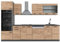 Vicco Küchenzeile R-Line, Goldkraft Eiche/Anthrazit, 300 cm mit Hochschrank, AP Marmor