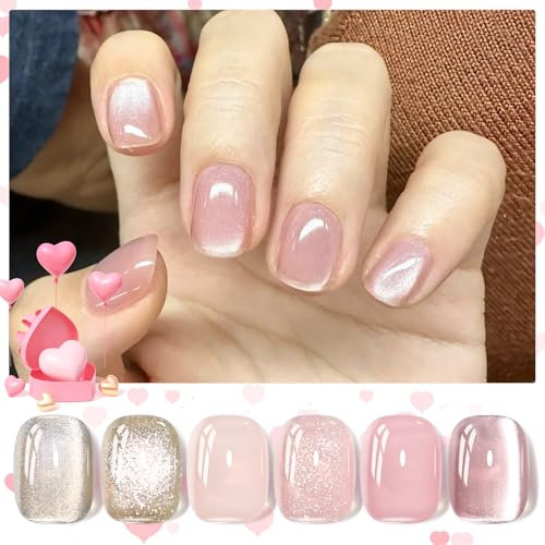 Born Pretty U V Nagellack Jelly Nude Braun - Glitzer Gel Nagellack Liebesbrief Gemischtes Set Cat Magnetic Eye Gel Maniküre und Nagelkunst DIY zu Hause 6PCS