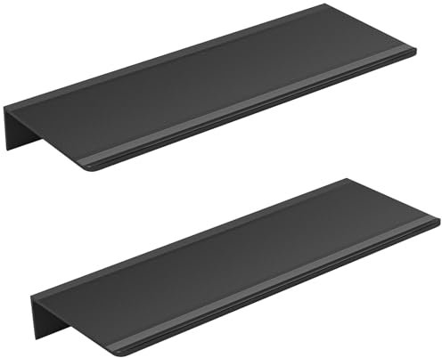 Wisfame Wandregal Metall Schwarz, Dekorative Schweberegal 2er-Set Wandboard Duschregal, Wand Regal für Badezimmer, Display Wand Regalbrett zur für Schlafzimmer, Wohnzimmer, Bad, Büro (40 x 12CM)
