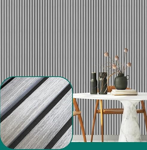 Light Grey Oak Slat Wall Panelling - Wood Panels for Walls - Contemporary 3D Wall Panels Cladding - Decorative & Sound Absorbing Acoustic Panels Slatted Wooden Slats Wall Panel